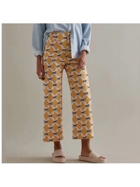 Anthropologie Maeve Colette Wide-Leg Cropped Pants with Horse Pattern size 25